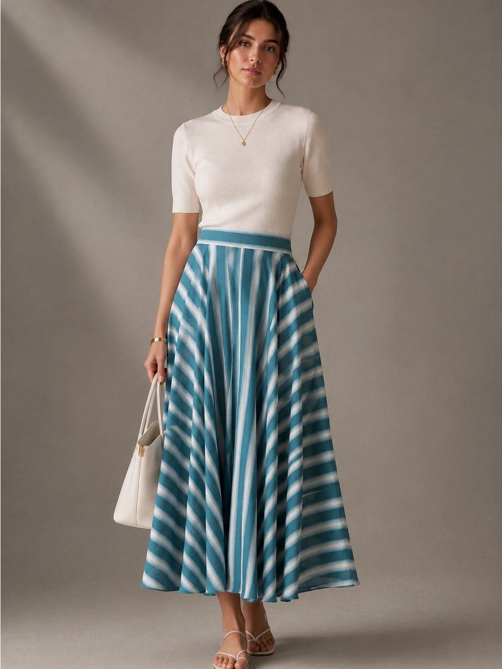 Alaia‎ Paris Designer $5,030 100% Cotton Blue Maxi Skirt